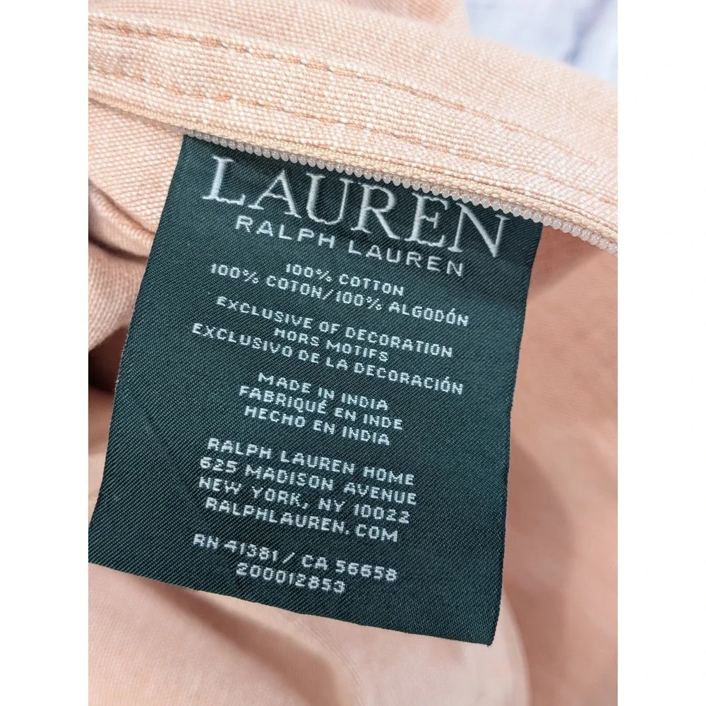 EMBROIDERED🎀Vtg LRL LAUREN Ralph Lauren Square Blush Pink Throw Pillow Case Zip